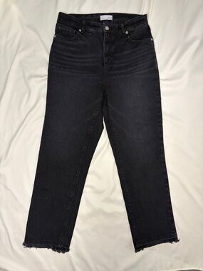 LOFT The Curvy Straight Crop High-Rise Jeans with Deconstructed Hem - Size 27/4